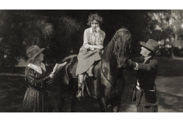 Alice Guy-Blaché (left) directing actress Bessie Love, on the set of The Great Adventure in the Florida Everglades in 1918. Courtesy of Anthony Slide.