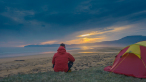 Veiga Grétarsdóttir camping off the coast of Iceland in Against the Current, a film by Óskar Páll Sveinsson. A Zeitgeist Films release in association with Kino Lorber.