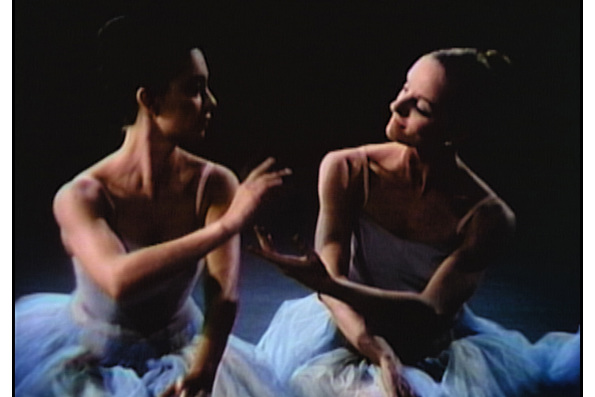 A moment in a performance of Balanchine's Serenade, New York City Ballet (1973). As seen in In Balanchine's Classroom. A film by Connie Hochman. A Zeitgeist Films release in association with Kino Lorber.