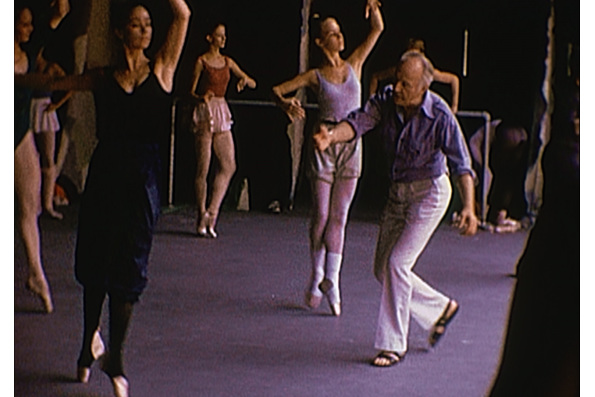 George Balanchine teaching (1973). As seen in In Balanchine's Classroom. A film by Connie Hochman. A Zeitgeist Films release in association with Kino Lorber.