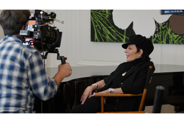 Liza Minnelli behind the scenes during the filming of "LIZA: A Truly Terrific Absolutely True Story."