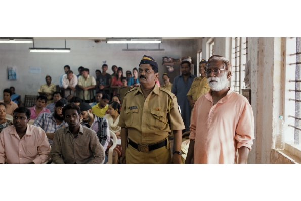 Vira Sathidar (right) as Narayan Kamble in COURT. A film by Chaitanya Tamhane. A Zeitgeist Films release.
