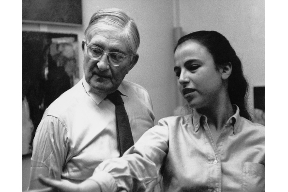 Eva Hesse with Joseph Albers, at Yale circa 1958. Photographer unknown. Eva Hesse. A film by Marcie Begleiter. A Zeitgeist Films release.