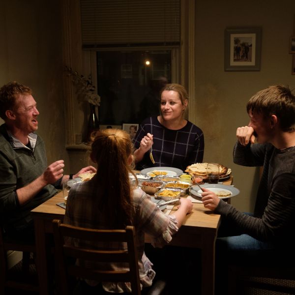 From left: Kris Hitchen, Katie Proctor, Debbie Honeywood and Rhys Stone in SORRY WE MISSED YOU. A film by Ken Loach. Photo: Joss Barratt